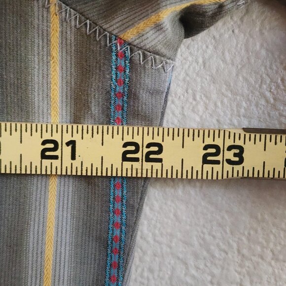 Kuhl Shirt Mens Medium Gray Blue Yellow Striped Short Sleeve Button Up Outdoor - Picture 13 of 13